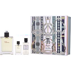 TERRE D'HERMES by Hermes - EDT SPRAY 3.3 OZ & AFTERSHAVE BALM 1.35 OZ & EDT SPRAY 0.42 OZ MINI