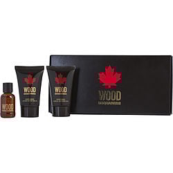 DSQUARED2 WOOD by Dsquared2 - EDT SPRAY 0.17 OZ & AFTERSHAVE BALM 0.8 OZ & SHOWER GEL 0.8 OZ