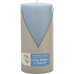 COTTON BLOSSOM & DOGWOOD by Northern Lights - ONE 3X6 INCH PILLAR CANDLE. BURNS APPROX.