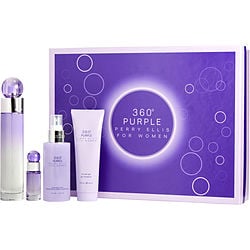 PERRY ELLIS 360 PURPLE by Perry Ellis - EAU DE PARFUM SPRAY 3.4 OZ & BODY MIST 4 OZ & SHOWER GEL 3 OZ & EAU DE PARFUM 0.25 OZ MINI