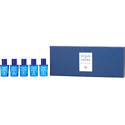 ACQUA DI PARMA BLUE MEDITERRANEO VARIETY by Acqua di Parma - 5 PIECE VARIETY WITH ARANCIA DI CAPRI & BERGAMOTTO DI CALABRIA & FICO DI AMALFI & MIRTO DI PANAREA & CHINOTTO DI LIGURIA AND ALL ARE EDT 0.17 OZ MINI - DebStella