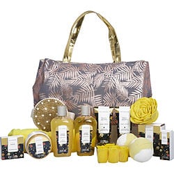 Spa Luxetique by Spa Luxetique - Tahiti Island Fashion Bath Tote: Shower Gel + Bubble Bath + Bath Salt + Body Butter + Hand Cream + Body Lotion + Essential Oil + Shampoo Bar + 2x Bath Bombs + Hair Towel + Body Brush + Sponge + Soap Petals + Tote